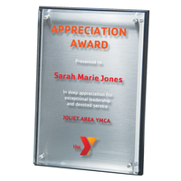 Hi-tech Lucite Riser Plaque with Brushed Silver Plate