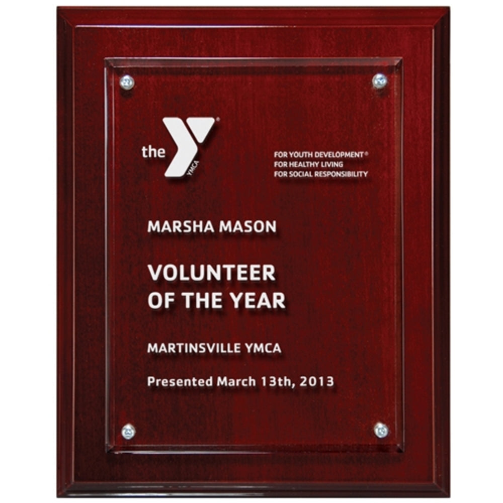 Floating Acrylic on Mahogany Plaque