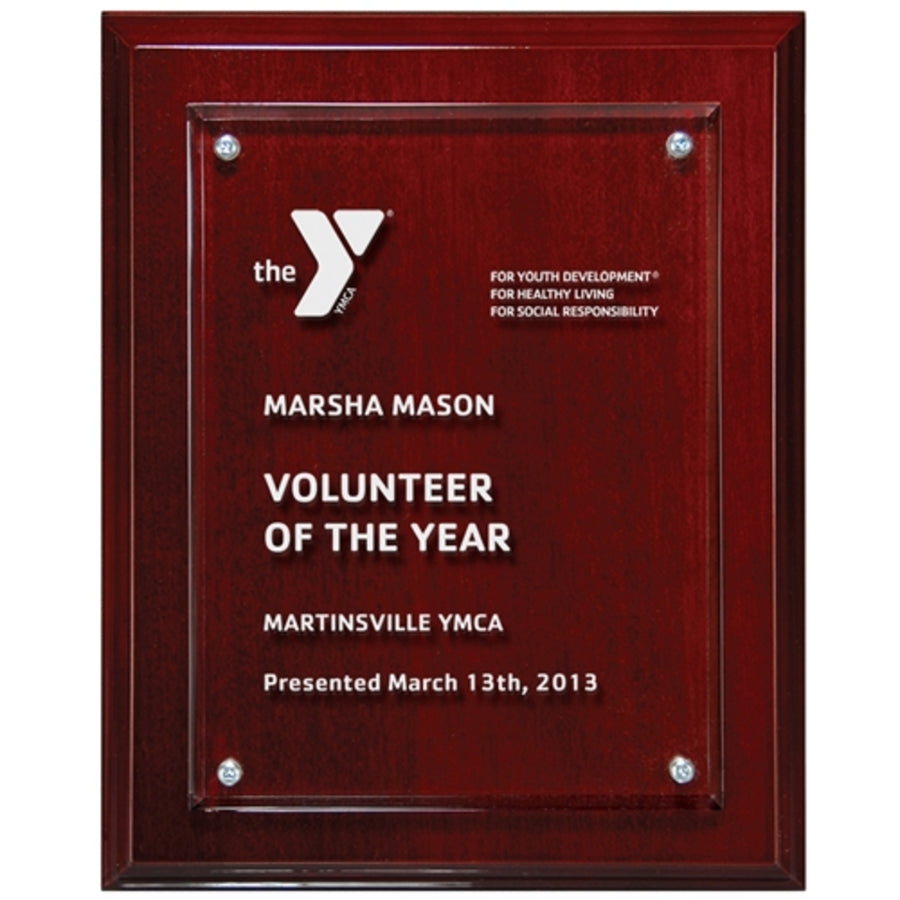 Floating Acrylic on Mahogany Plaque