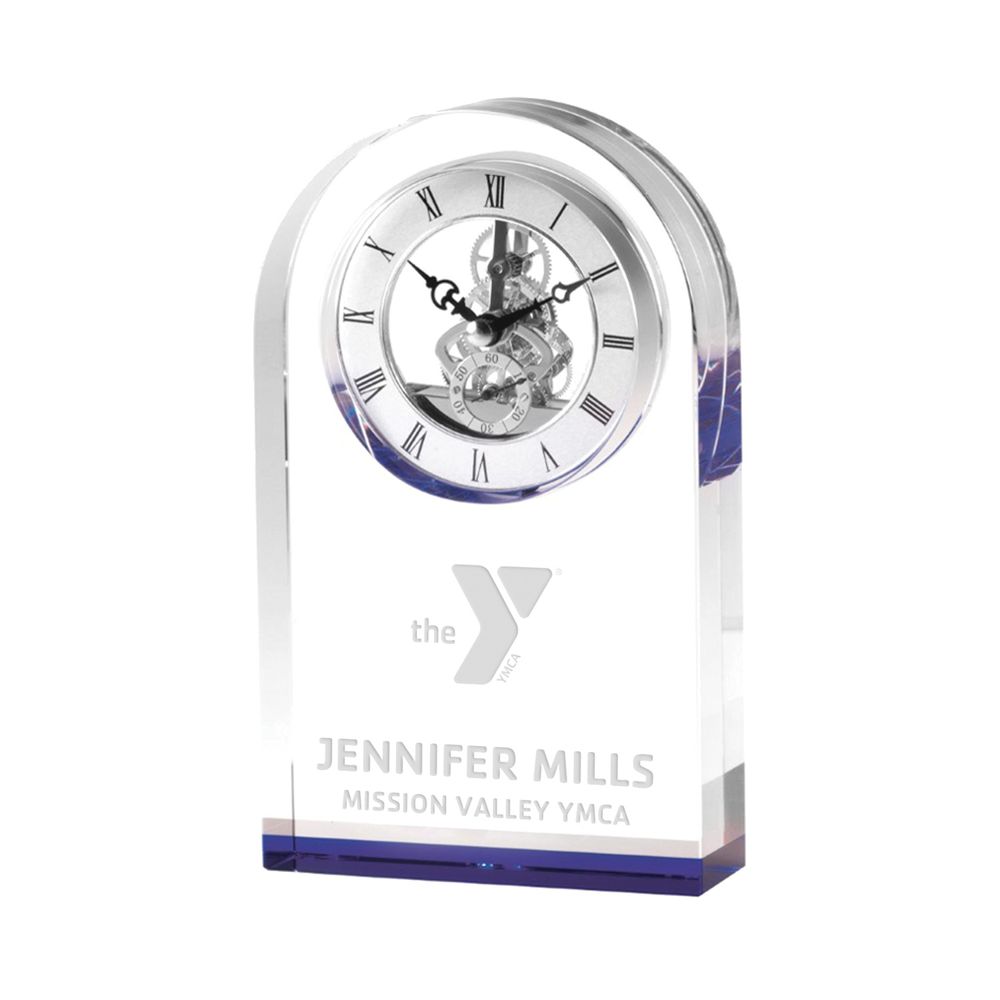 YMCA Crystal Clock with Sapphire Base