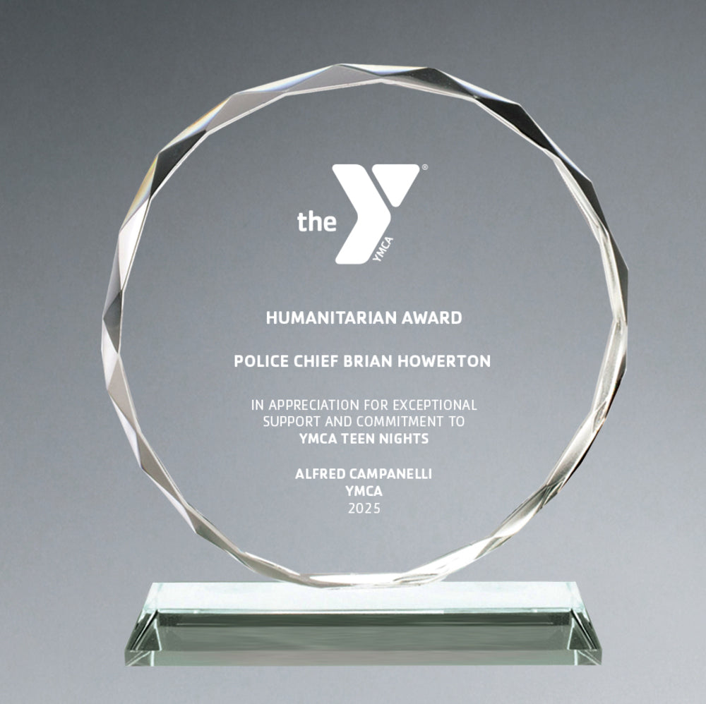 Round Faceted Crystal YMCA Award