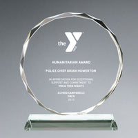 Round Faceted Crystal YMCA Award