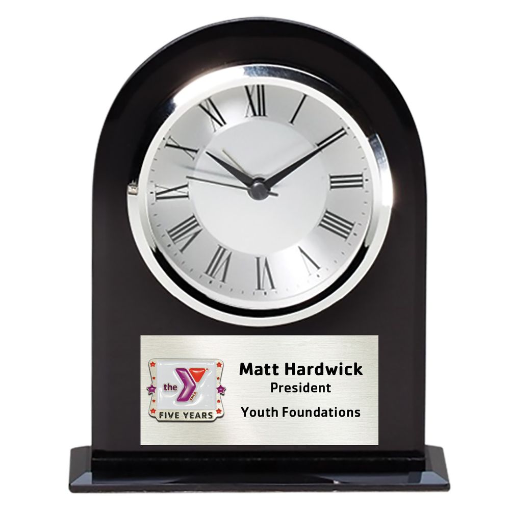 Black Glass Anniversary Desk Clock