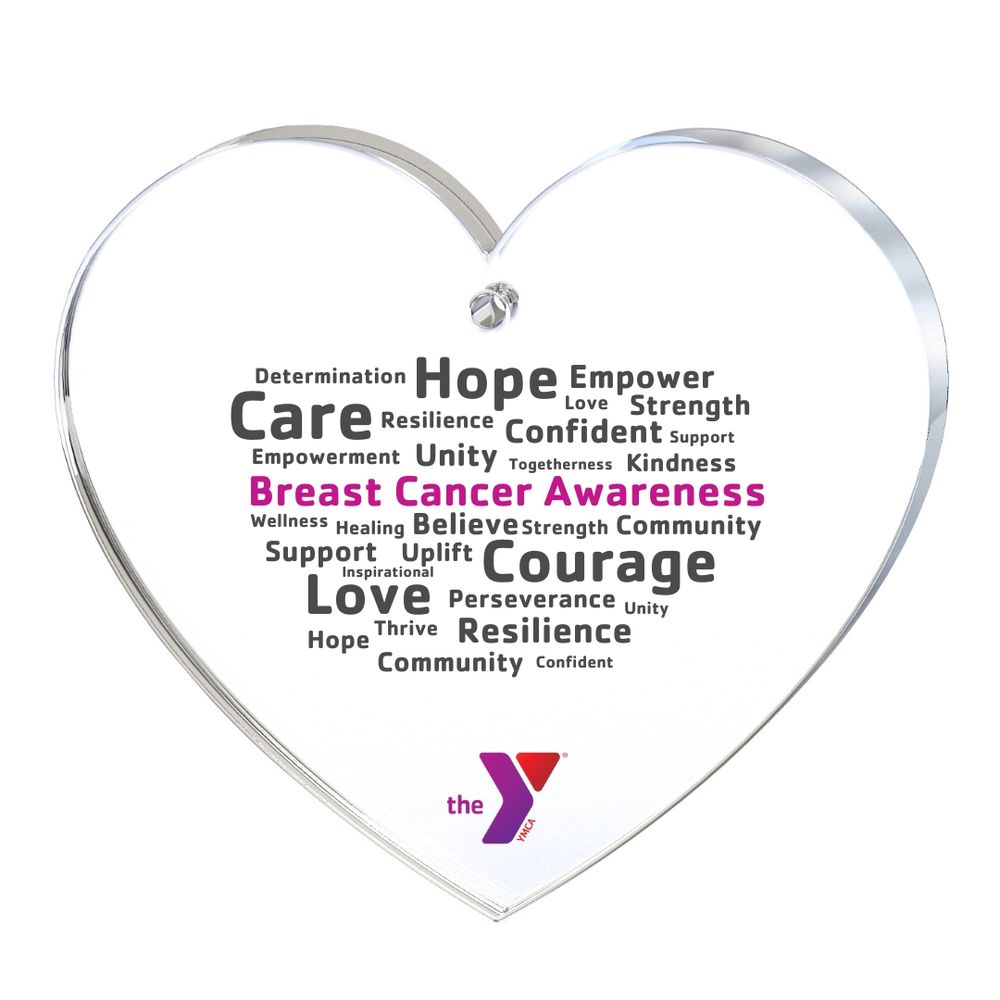 Acrylic Heart Ornament - Breast Cancer Awareness WordCloud
