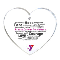 Acrylic Heart Ornament - Breast Cancer Awareness WordCloud