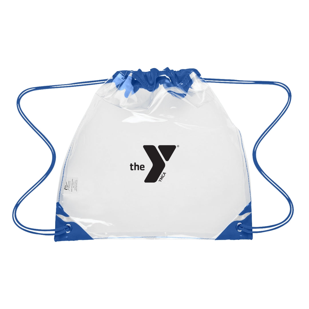 YMCA Branded Clear with Blue or Red Drawstring Bag
