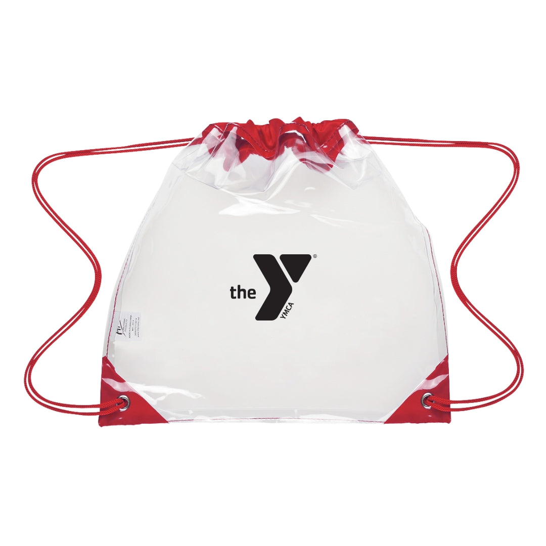 YMCA Branded Clear with Blue or Red Drawstring Bag