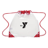 YMCA Branded Clear with Blue or Red Drawstring Bag