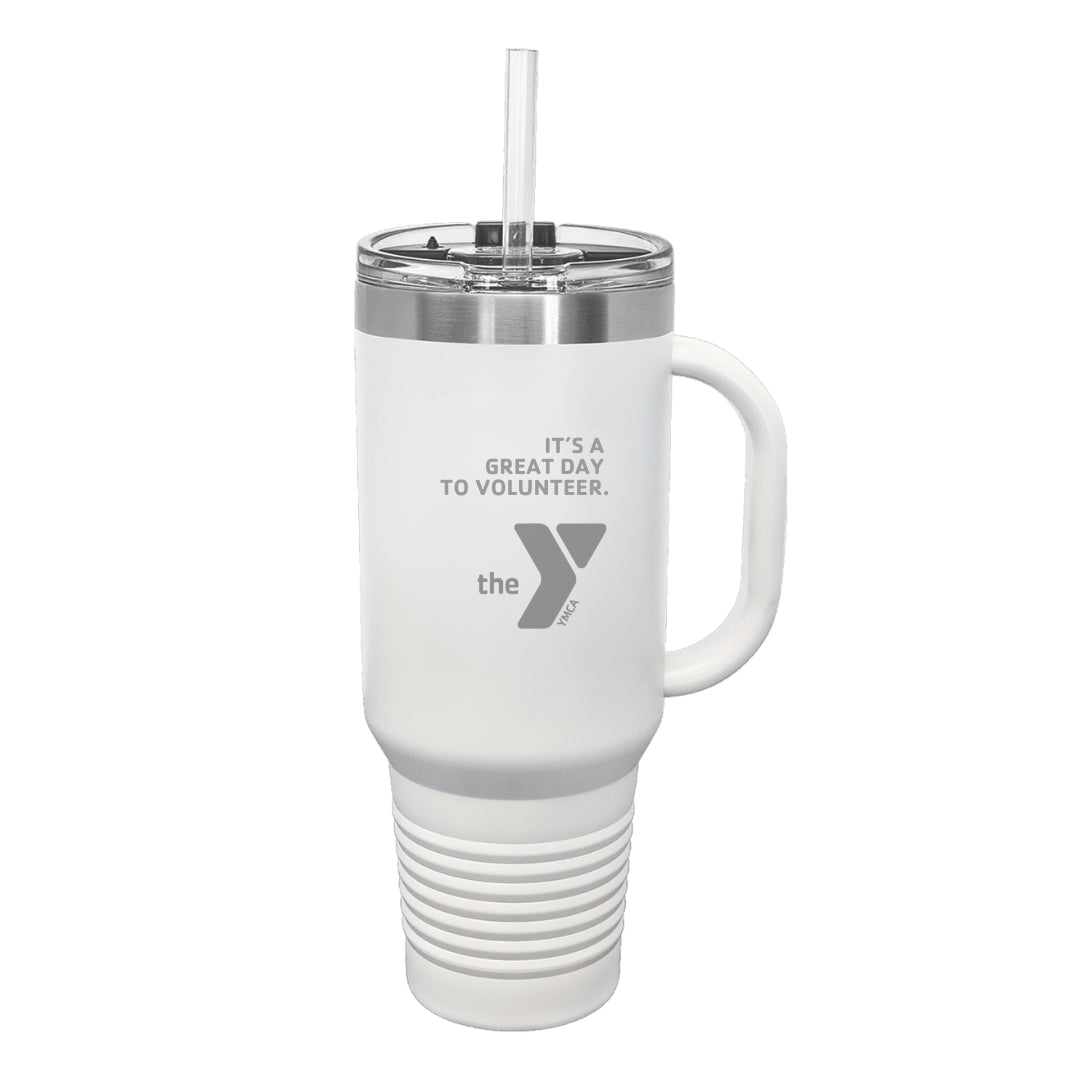 Great Day to be a Volunteer at the Y! White Polar Camel 40 oz Laser Engraved