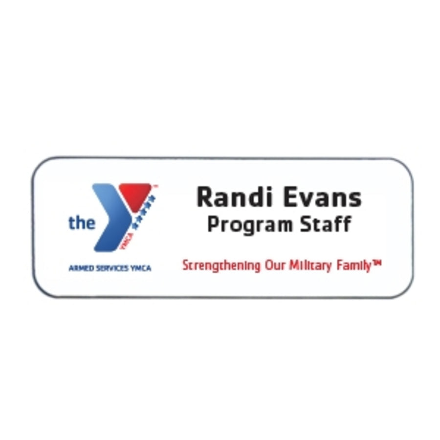 White Engraved Armed Services Badge , 3¼" x 1¼"