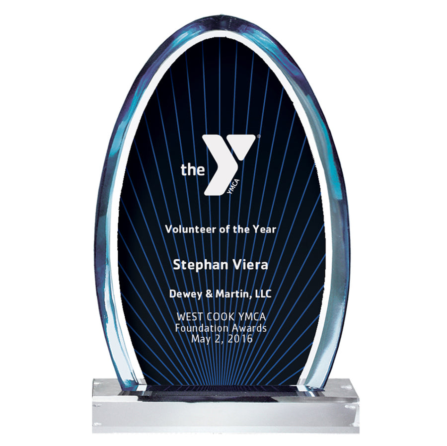 Blue Plate over Lucite with Marble Base