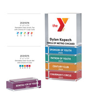 Clear YMCA Stackable Acrylic Award (Top)