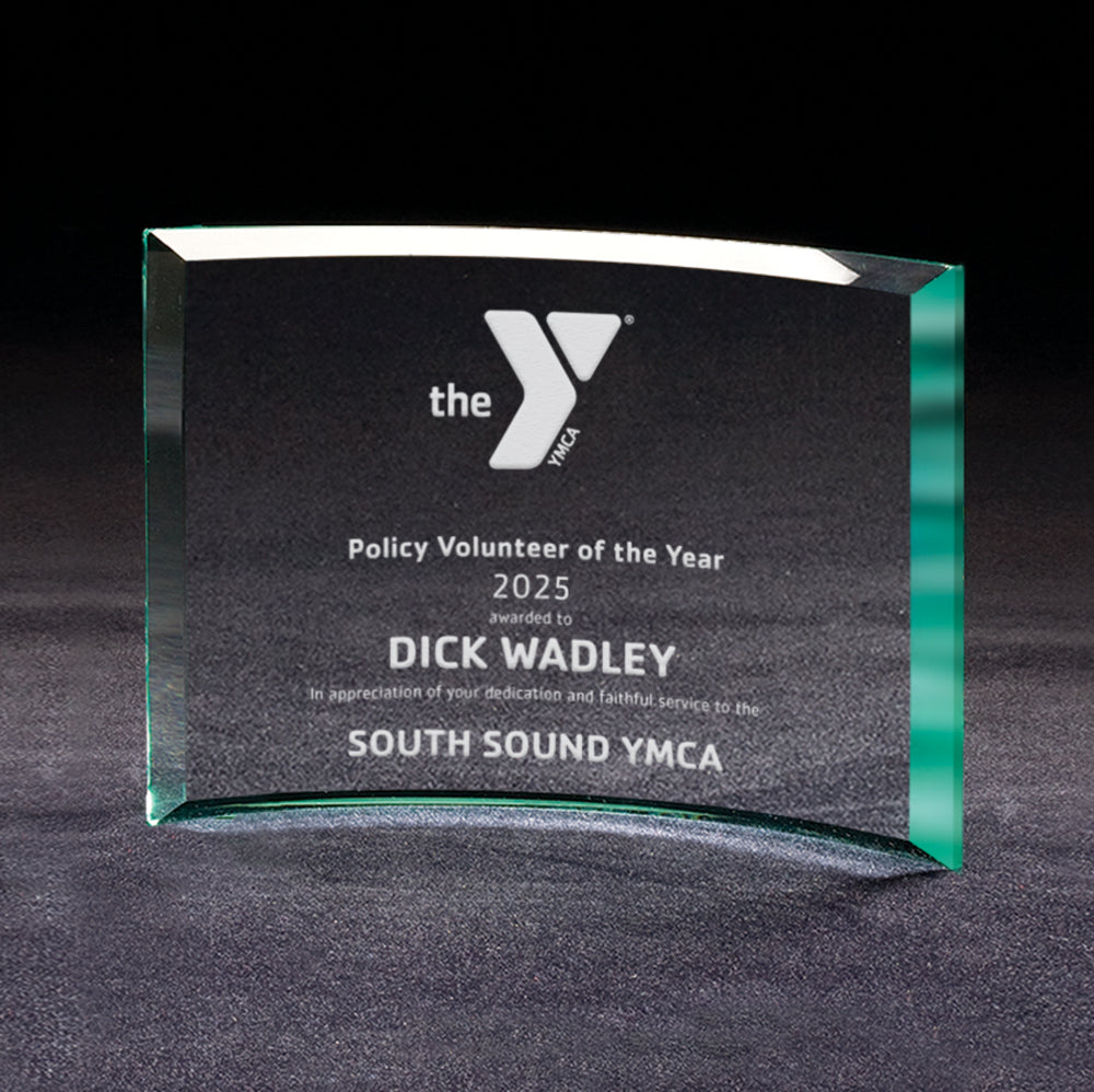 Beveled Crescent Jade Glass Award