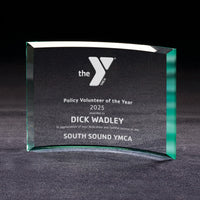 Beveled Crescent Jade Glass Award