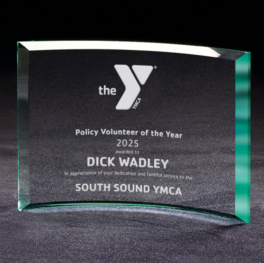 Beveled Crescent Jade Glass Award