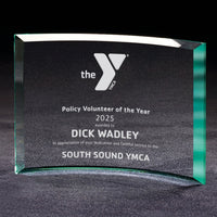 Beveled Crescent Jade Glass Award