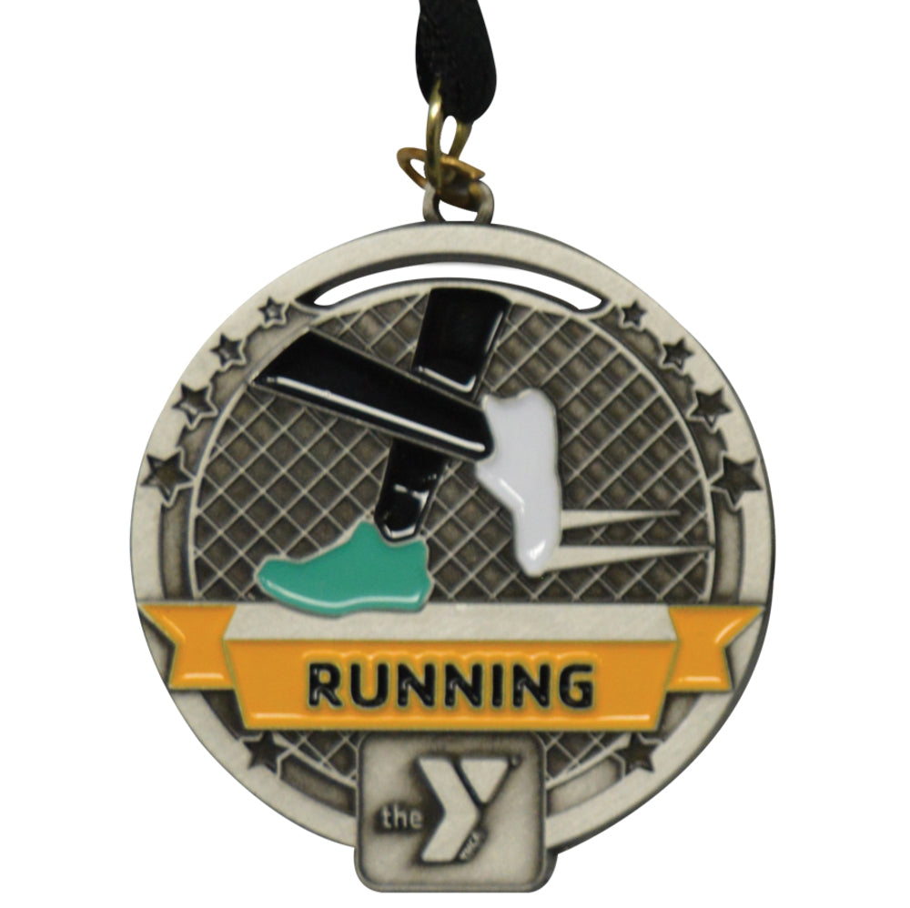 2¼" Antique Silver & Color Sport Medallion (CLOSEOUT DISCOUNT ALREADY APPLIED)