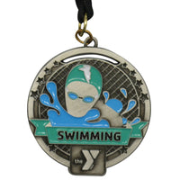 2¼" Antique Silver & Color Sport Medallion (CLOSEOUT DISCOUNT ALREADY APPLIED)