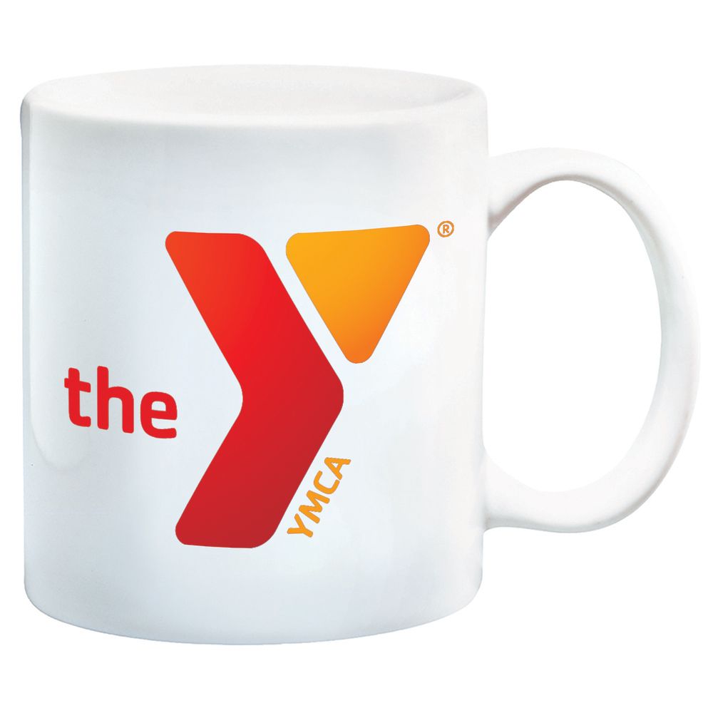 11 oz White Ceramic Mug with Red/Orange Y Logo