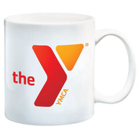 11 oz White Ceramic Mug with Red/Orange Y Logo