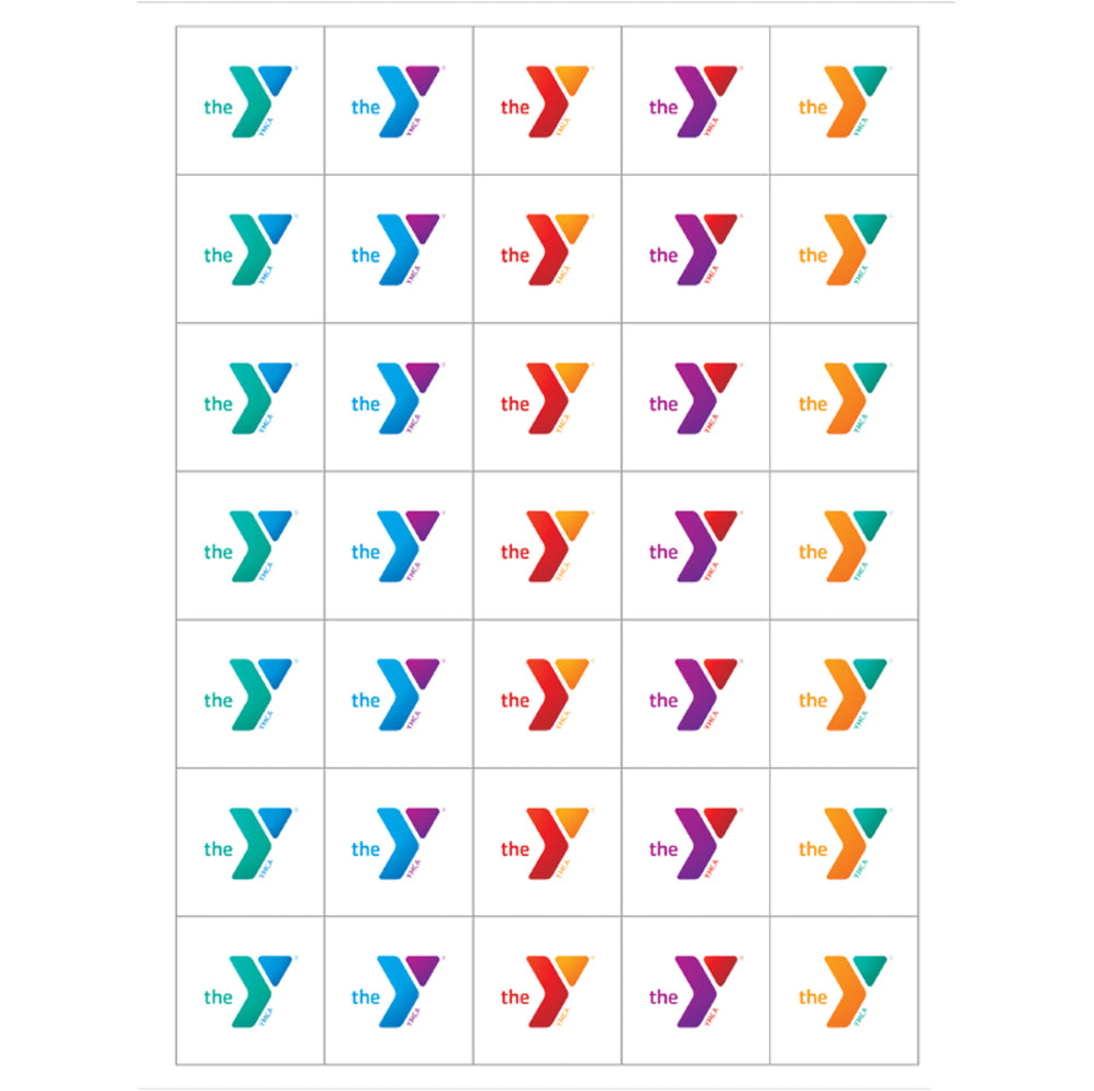 1½” Square YMCA Logo Stickers (175 total)