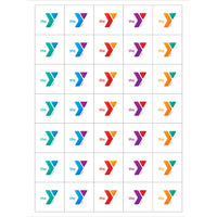 1½” Square YMCA Logo Stickers (175 total)
