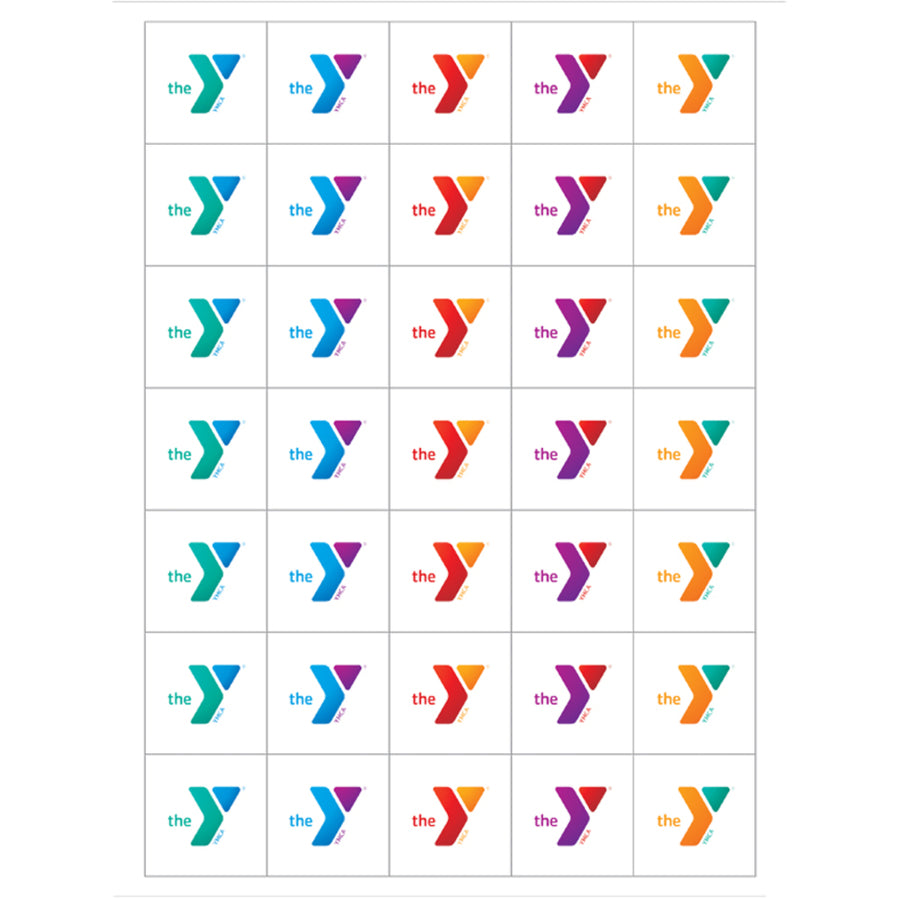 1½” Square YMCA Logo Stickers (175 total)