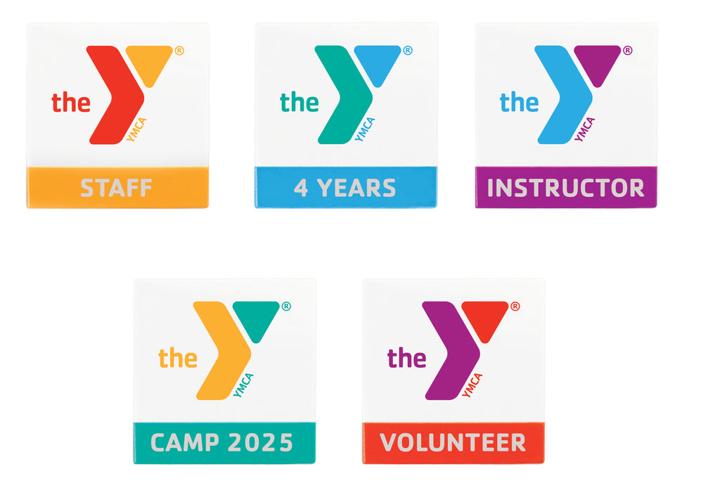 YMCA Screened Enamel Pins with Custom Laser Engraving