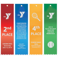 2” x 8” YMCA Flat Top Ribbons with Pinked Bottom