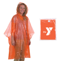 Disposable Orange Poncho with Y-logo Pouch