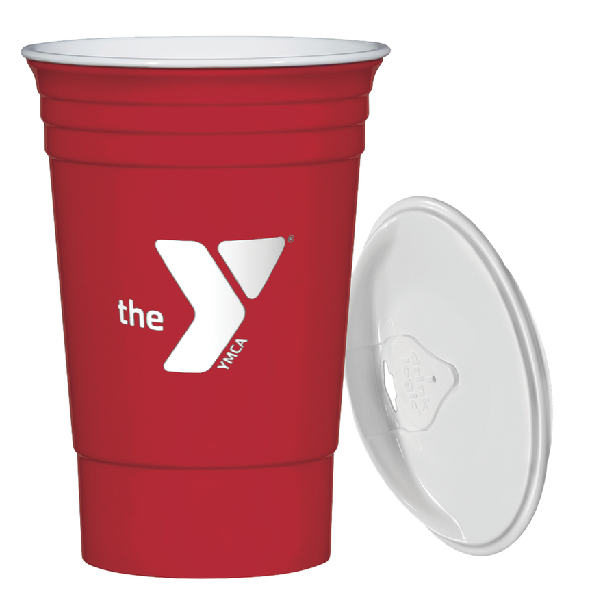 16 oz "The Cup™" Red Y-logo Travel Mug + Lid
