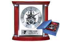 Deluxe Rosewood/Silver Clock with Laser Aluminum Plate and Gift Box