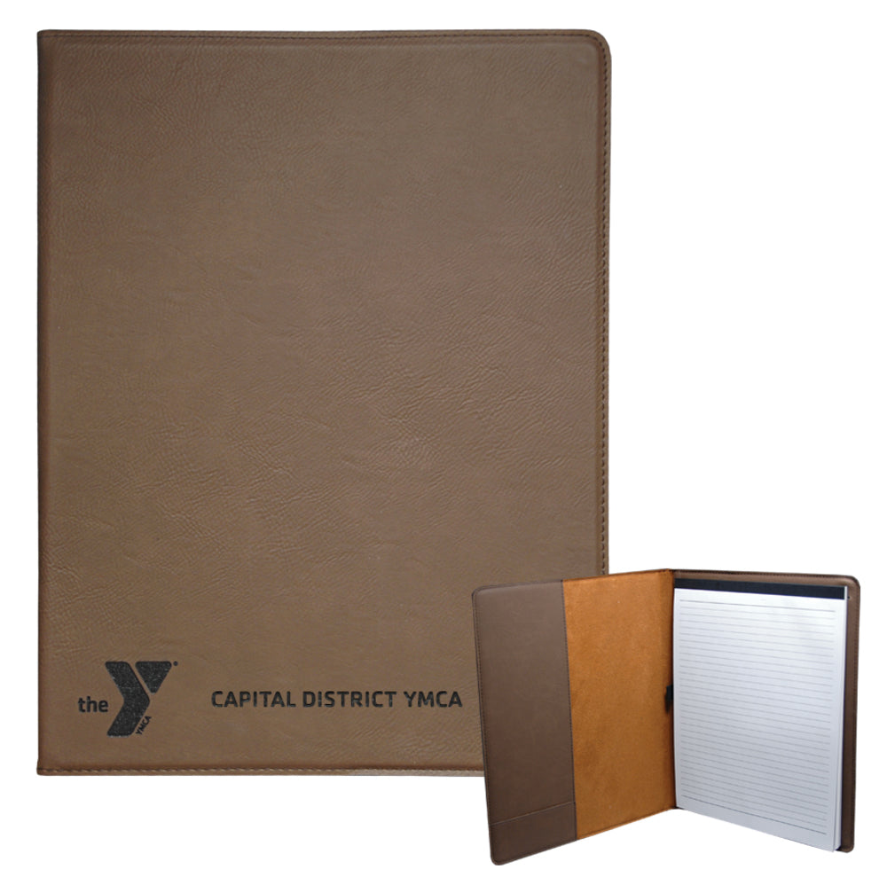 Personalized Laser-engraved Leatherette Padfolio with 8½" x 11" Notepad