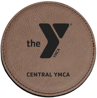 Round Laser-engraved Leatherette Coaster with optional personalization