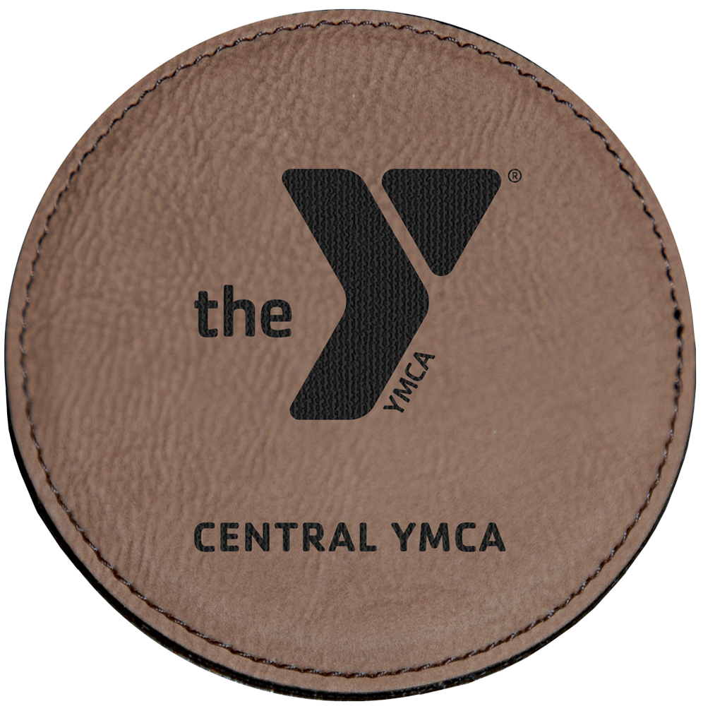 Round Laser-engraved Leatherette Coaster with optional personalization