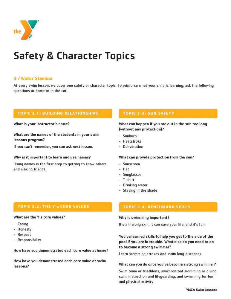 25 PACK Safety & Character Topics - Water Stamina
