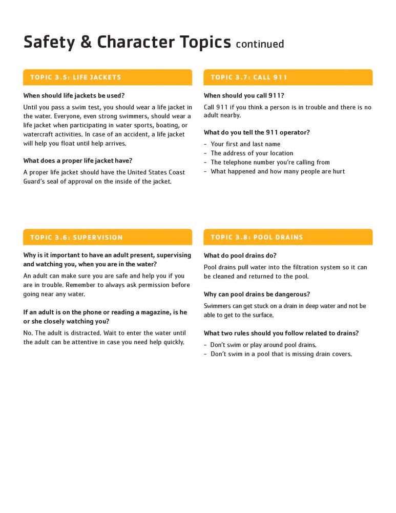 25 PACK Safety & Character Topics - Water Stamina