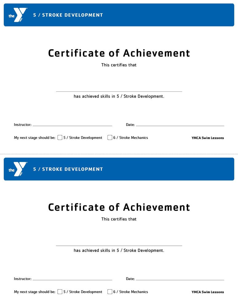 PACK OF 25 Program Certificates - Double-Sided Half Sheet - Stroke Development
