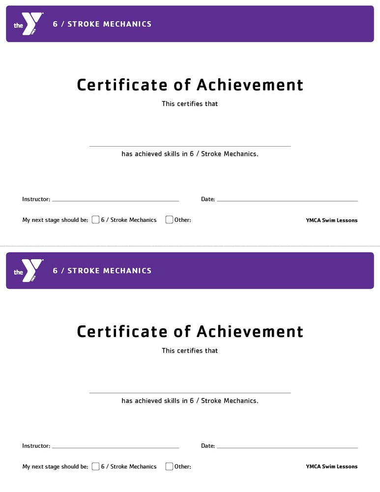 PACK OF 25 Program Certificates - Double-Sided Half Sheet - Stroke Mechanics