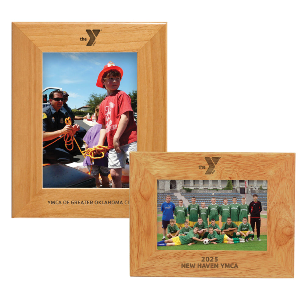 Genuine Red Alder 4" x 6" Picture Frame with Lasered Y Logo and Text