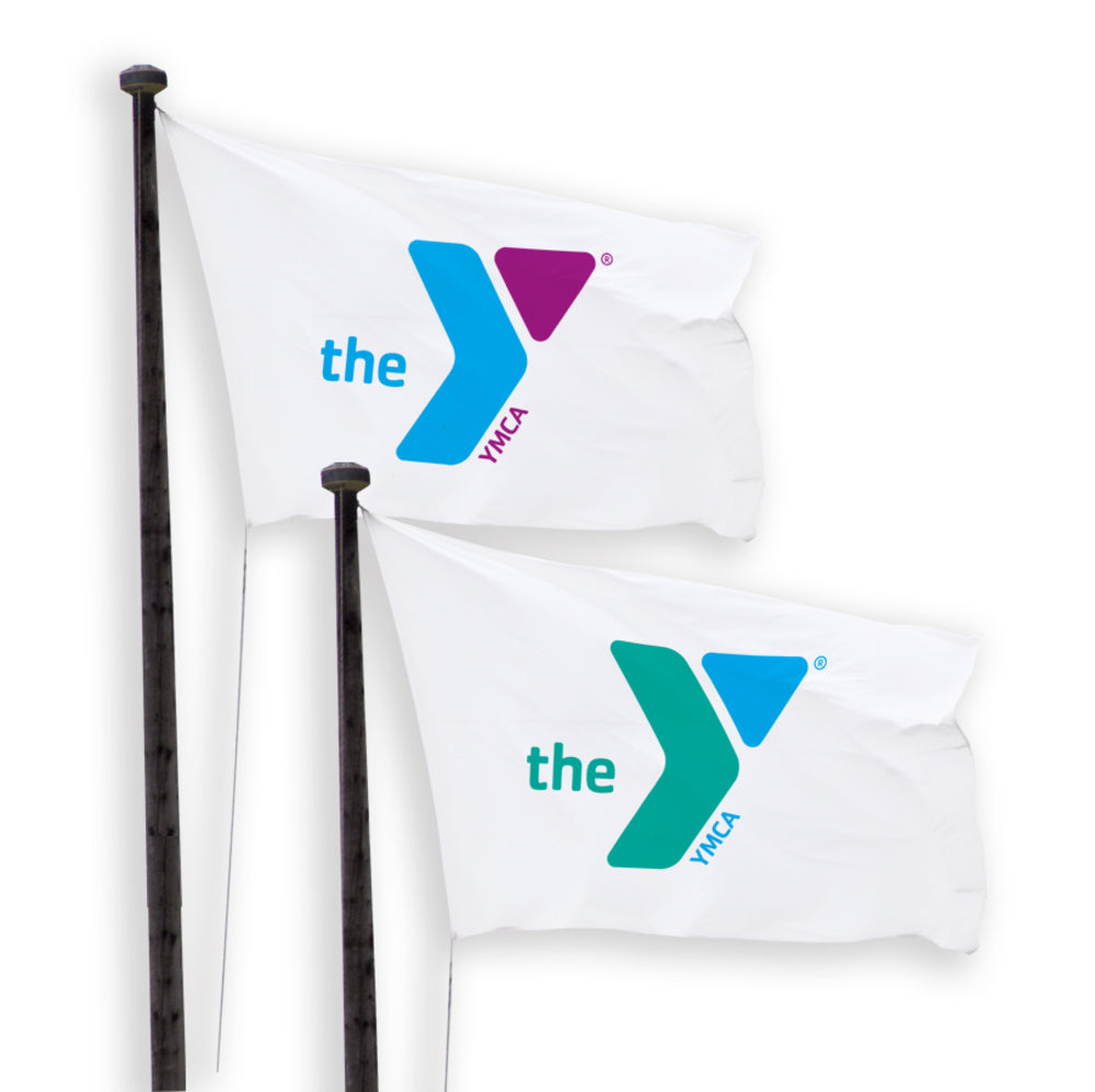 White 3' x 5' Flag with Full-color Logo