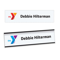 8” x 2” White Name Plate with Full-color Logo and Optional Wall-Mount