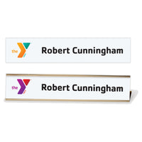 10” x 2” White Name Plate with Full-color Logo