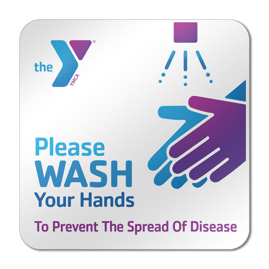 Square White Sintra Hand Washing Sign