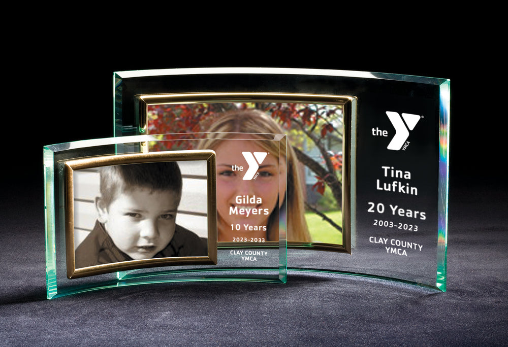 Beveled Crescent Jade Glass Picture Frame