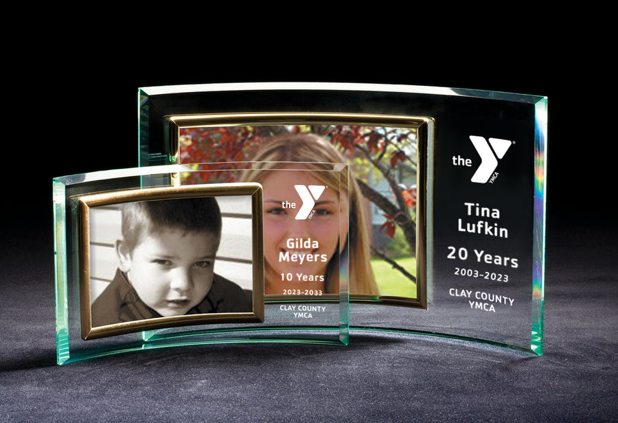 Beveled Crescent Jade Glass Picture Frame