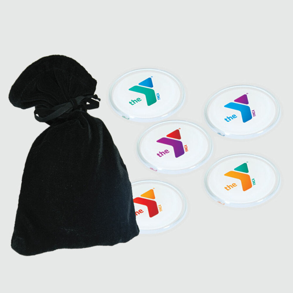 Acrylic YMCA Coasters with Velvet Gift Bag (Set of 5)