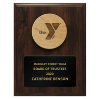 7" x 9" Alder Wood Y Disc on Walnut Finish Board