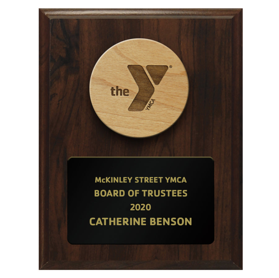 7" x 9" Alder Wood Y Disc on Walnut Finish Board