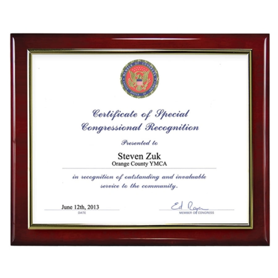 Rosewood Piano Finish Slide-In Certificate Plaque